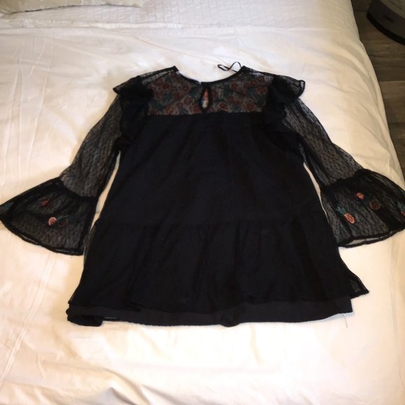 Zara Black Floral Embroidered Blouse - Picture 11 of 11